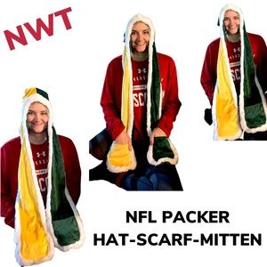 NFL PACKER HAT-SCARF-MITTEN NWT